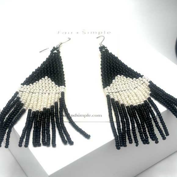 Beaded Fringe Earrings in Concha - Picture 2 of 4